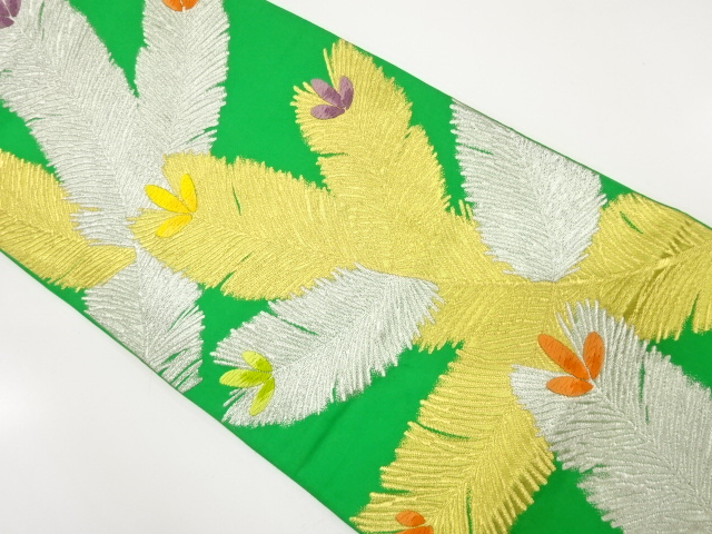 JAPANESE KIMONO / ANTIQUE FUKURO OBI / SILK / WOVEN YOUNG PINE